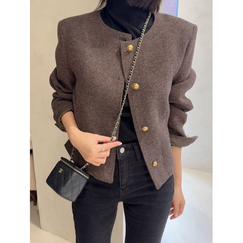 Dames Elegante Warme en Tijdloze Korte Wol Look Blazer | Bisou