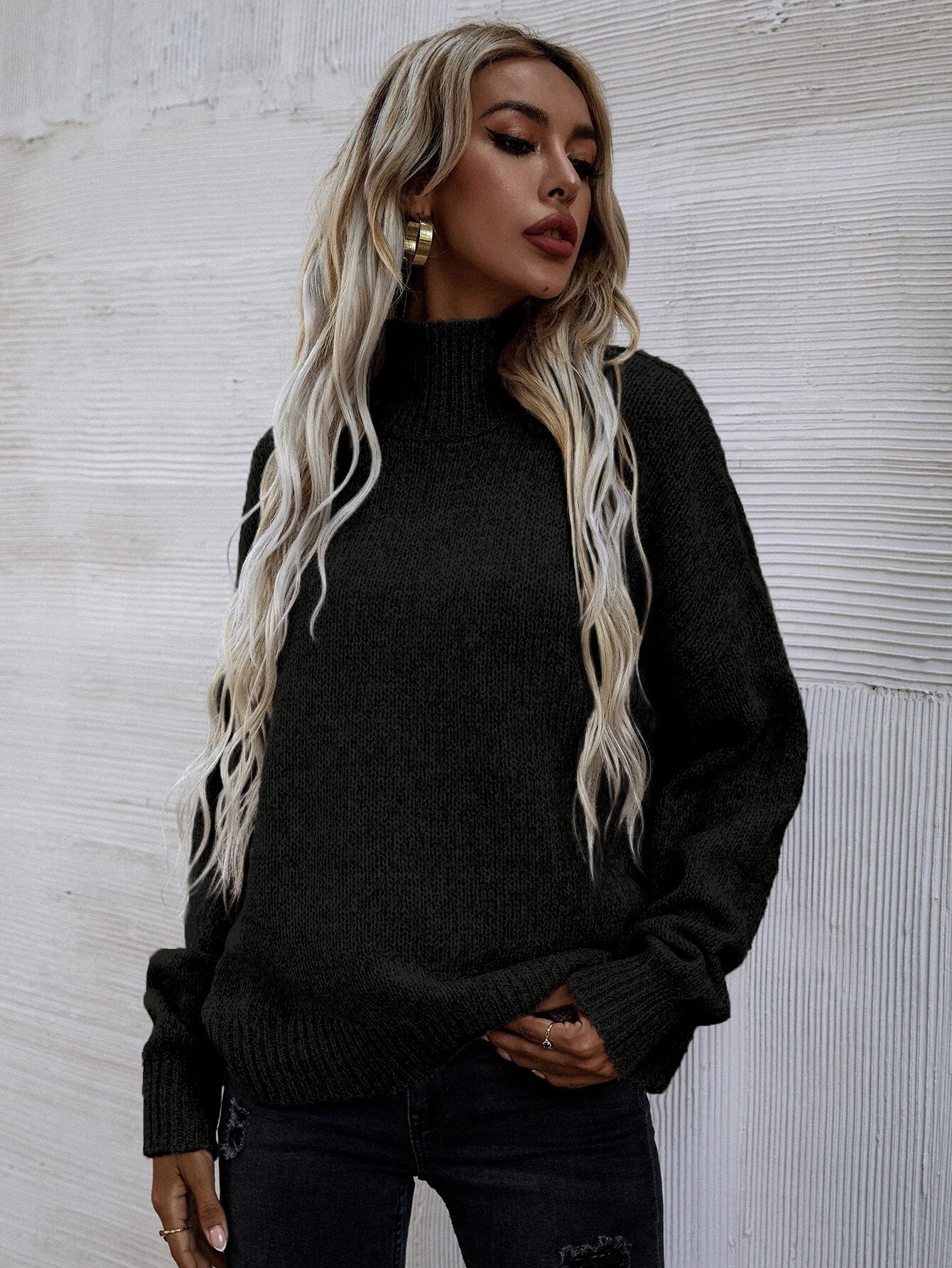 Dames Elegante Trendy Basic Gebreide Col Trui | Raeliah