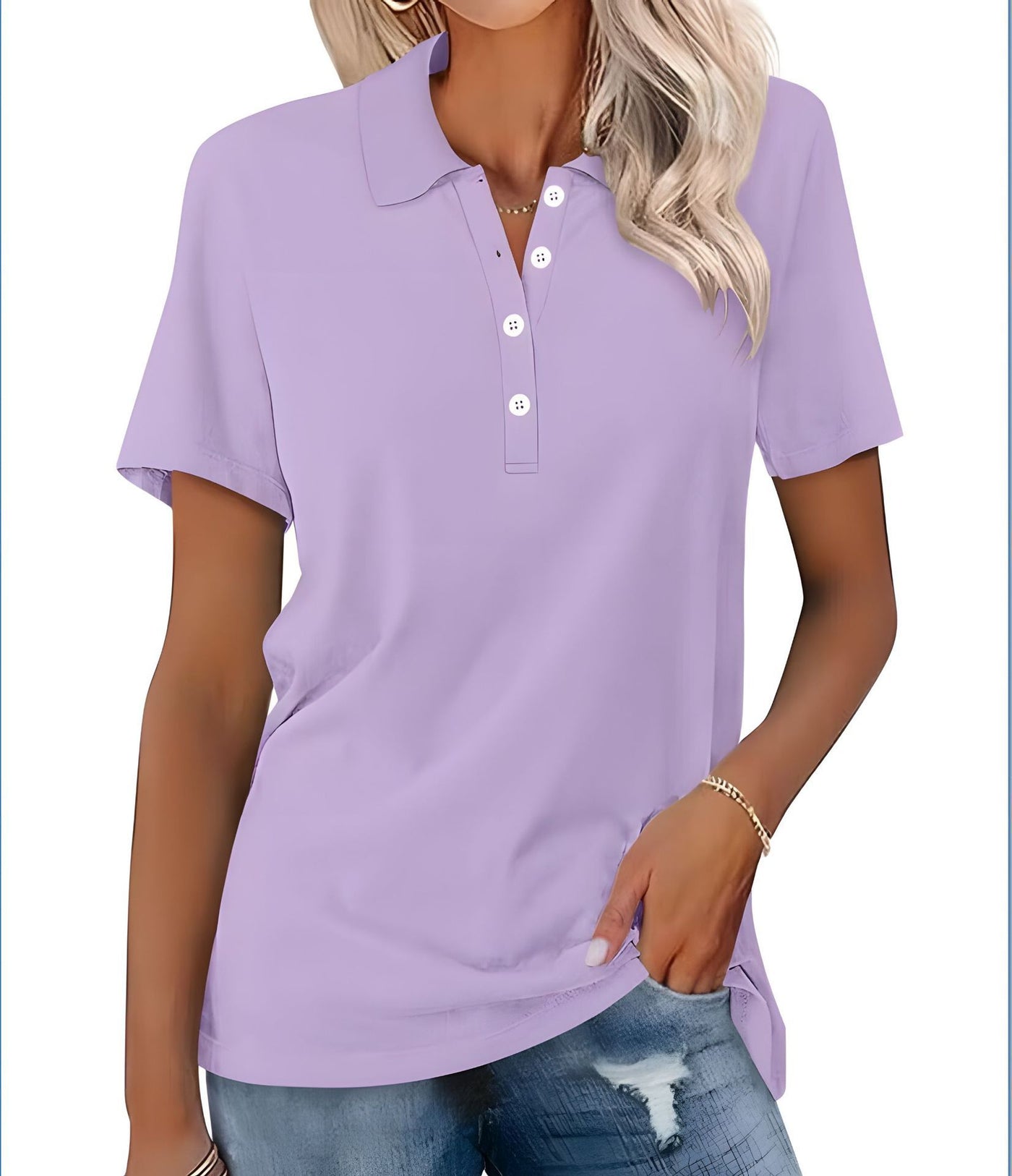 Dames Basic Veelzijdige Alledaagse Polo Top met Korte Mouwen | Tascha