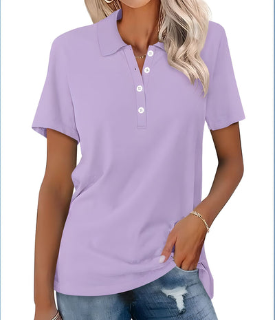 Dames Basic Veelzijdige Alledaagse Polo Top met Korte Mouwen | Tascha