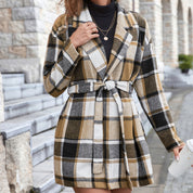 Dames Elegante Trendy Geruite Jas met Ceintuur | Balzana