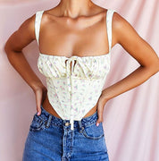 Dames Bloemenprint Corset Top met Strikdetail en Getailleerde Pasvorm | Zomers en Luchtig | Grace