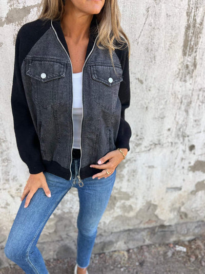 Dames Trendy Denim Tussenjas met Fleece Mouwen | Blanche