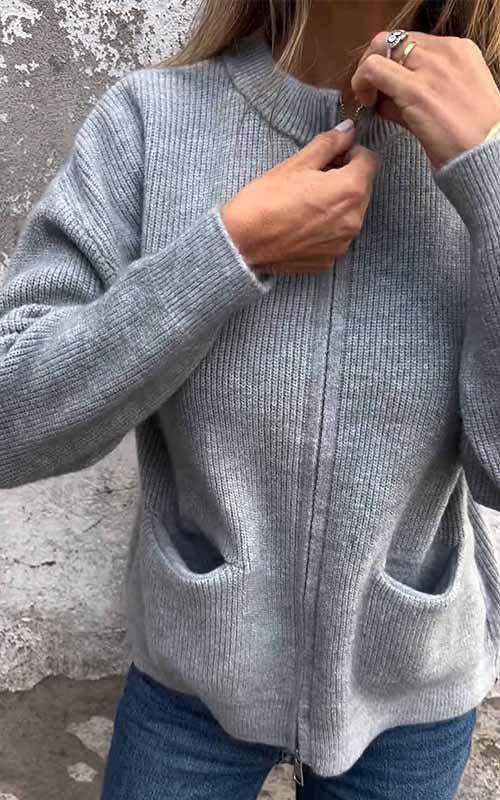 Dames Gebreid Vest met Ritssluiting | Resley