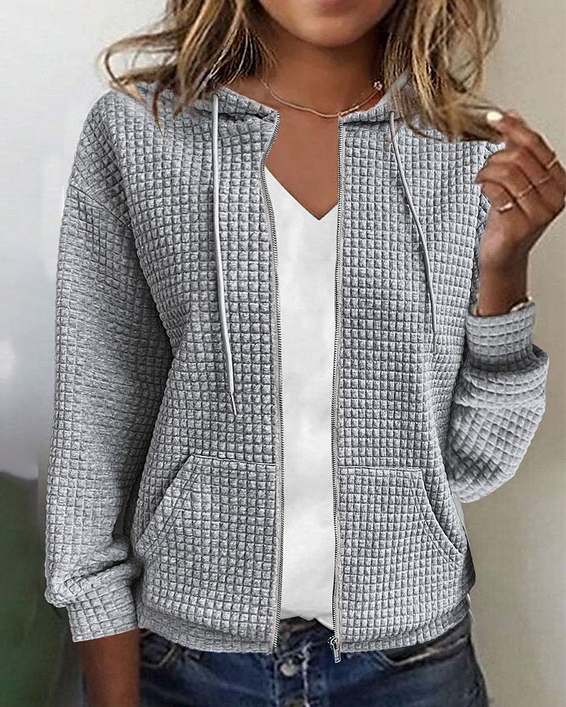 Dames Vest met Capuchon en Structuur Stof | Rachella