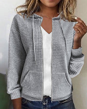 Dames Vest met Capuchon en Structuur Stof | Rachella